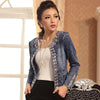 Spring and autumn elastic denim rhinestone sequins retro short jacket denim small jacket
